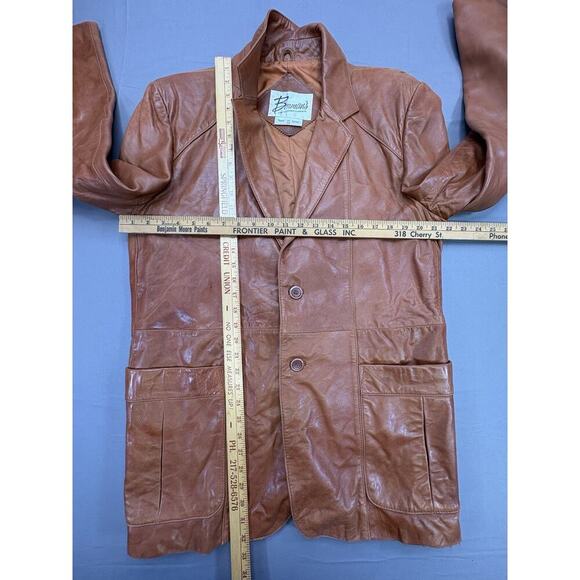 Vintage Berman's Leather Experts Men's Blazer Jacket Brown Size 44 Classic Style - Picture 3 of 11